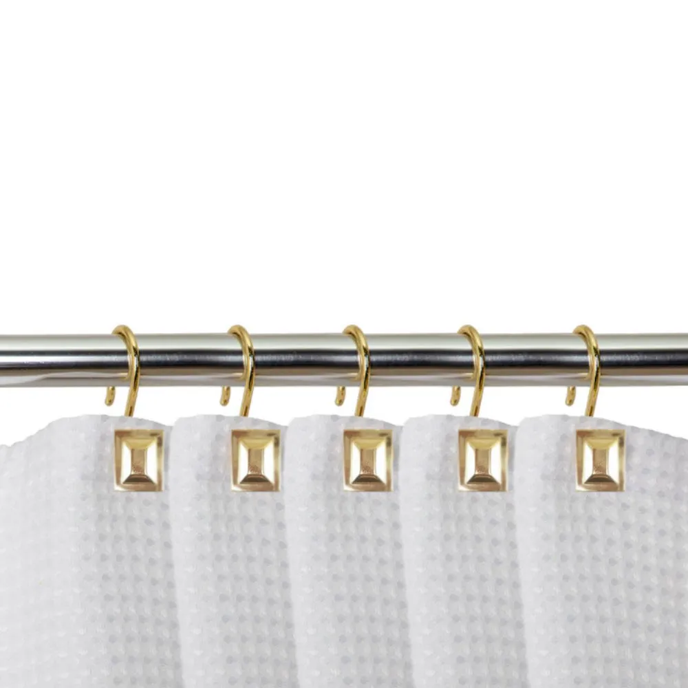 24 Pack Heavy Duty Metal Shower Hooks Decorative Rod Curtain Rings Bathroom Gold