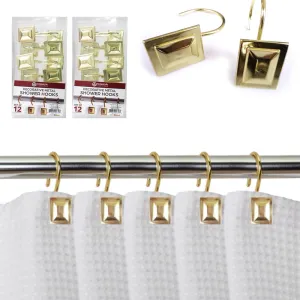 24 Pack Heavy Duty Metal Shower Hooks Decorative Rod Curtain Rings Bathroom Gold