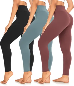 3 Pack High Waisted Leggings for Women No See-Through Soft Athletic Tummy Control Pants for Running Yoga Workout