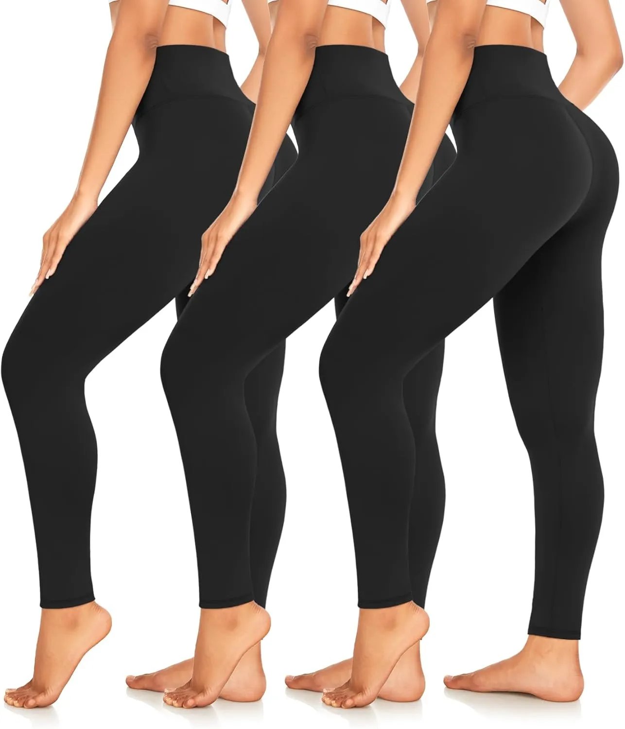 3 Pack High Waisted Leggings for Women No See-Through Soft Athletic Tummy Control Pants for Running Yoga Workout
