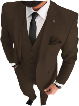 3 Pieces Business Mens Suit Notch Lapel Blazer Formal Wedding Groom Pants Tux Vest Tuxedos