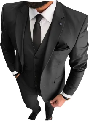 3 Pieces Business Mens Suit Notch Lapel Blazer Formal Wedding Groom Pants Tux Vest Tuxedos