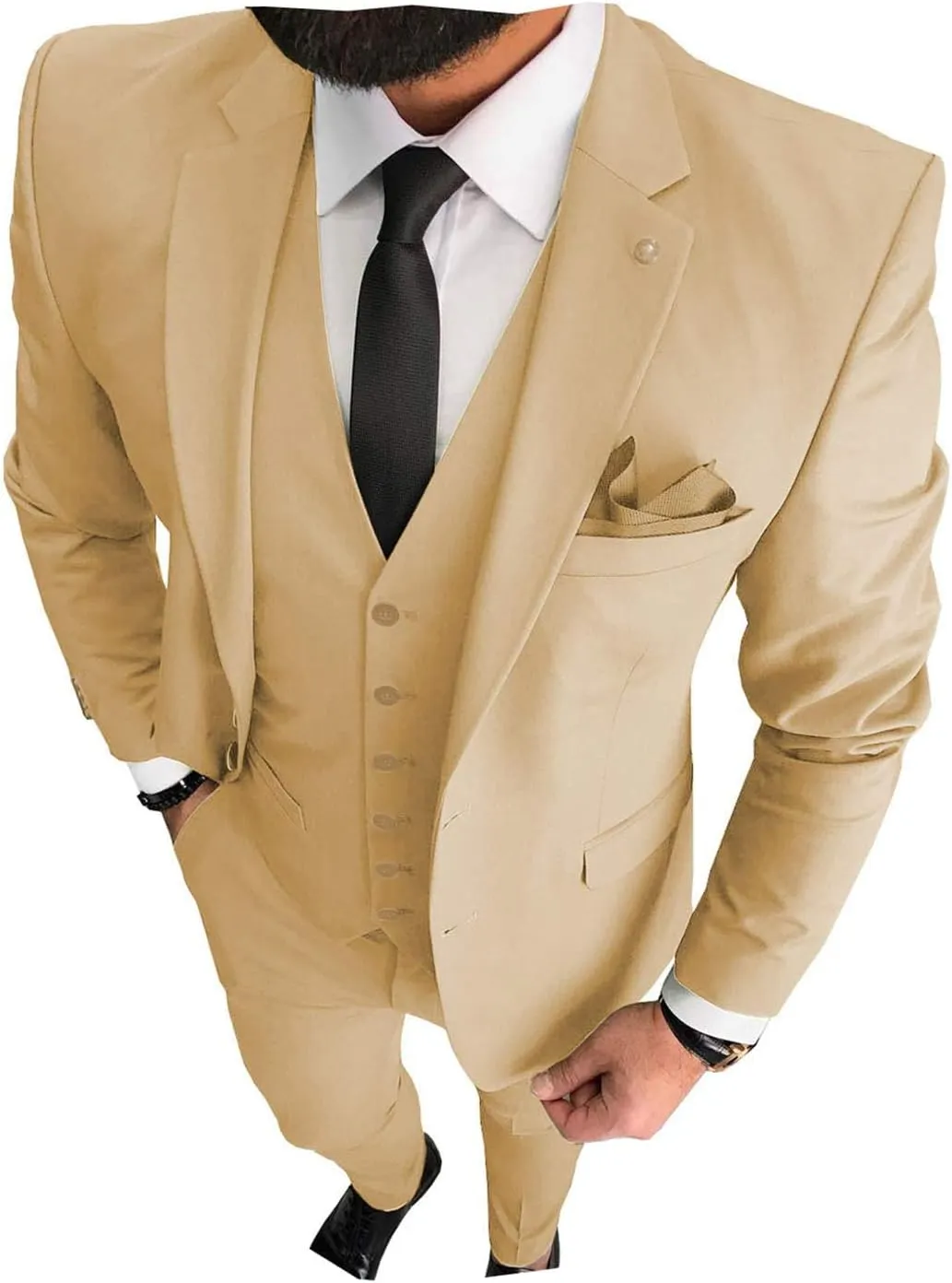 3 Pieces Business Mens Suit Notch Lapel Blazer Formal Wedding Groom Pants Tux Vest Tuxedos