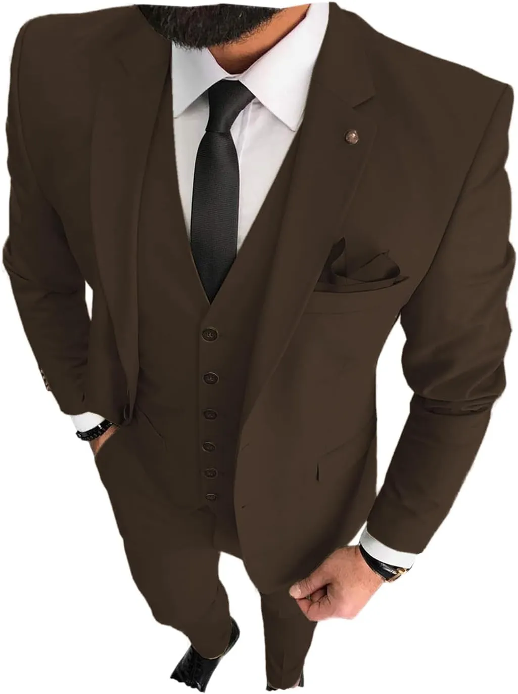 3 Pieces Business Mens Suit Notch Lapel Blazer Formal Wedding Groom Pants Tux Vest Tuxedos