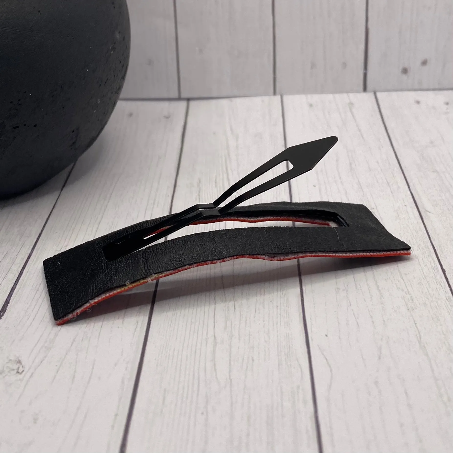 3.25 Red and Black Animal Print Rectangle Snap Clip