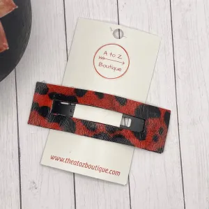 3.25 Red and Black Animal Print Rectangle Snap Clip