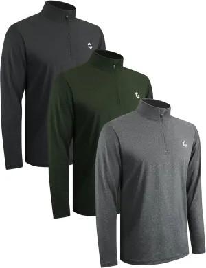 3Pack Quarter Zip Pullover Men Long Sleeve Sweatshirts Running Athletic Golf Gym Shirt Quick Dry