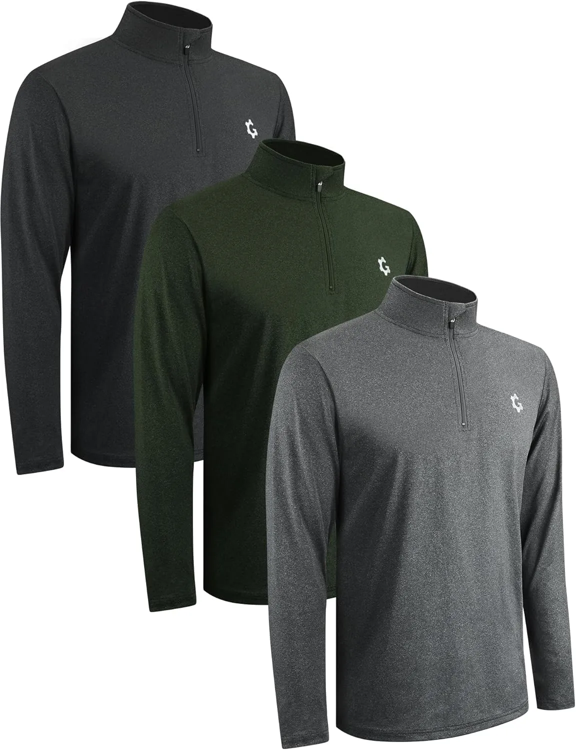 3Pack Quarter Zip Pullover Men Long Sleeve Sweatshirts Running Athletic Golf Gym Shirt Quick Dry