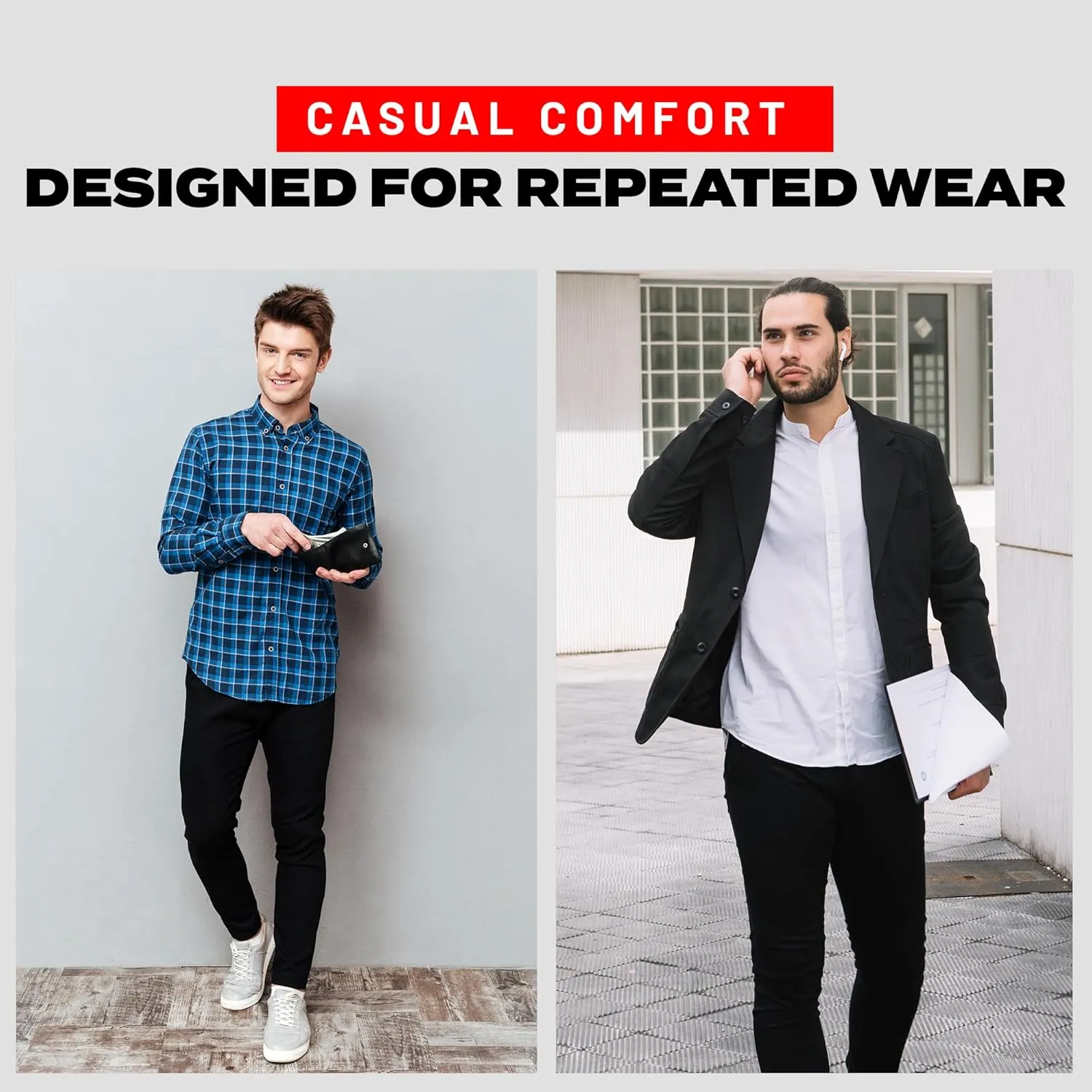 Access Chino Pants for Men, Premium Cotton & Spandex Blend, Basic Casual Uniform Stretchy Straight Fit Chinos Pants Men