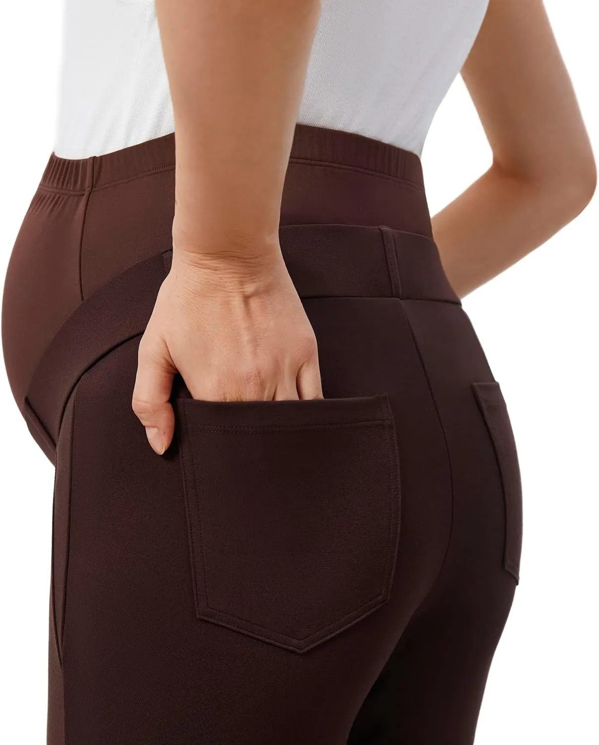 AFITNE Maternity Pants for Work Over The Belly Straight Leg Dress Pants Strethy Pregnancy Office Casual Yoga Pants