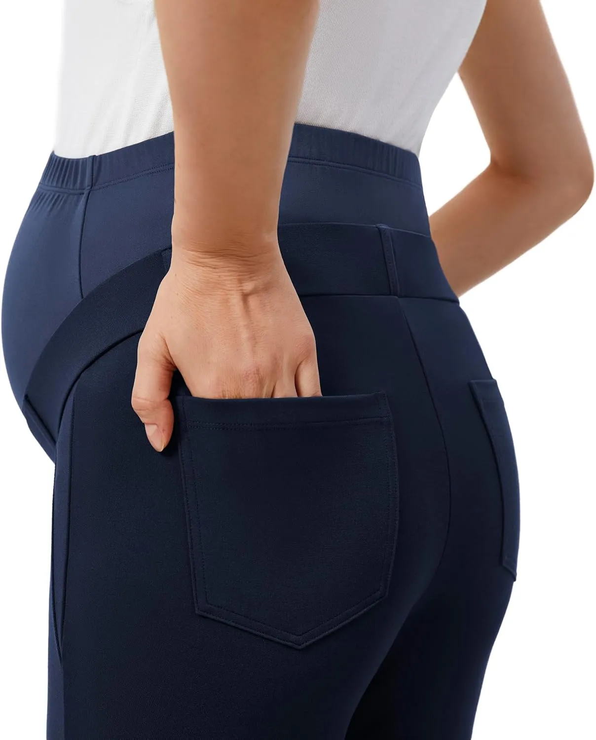 AFITNE Maternity Pants for Work Over The Belly Straight Leg Dress Pants Strethy Pregnancy Office Casual Yoga Pants