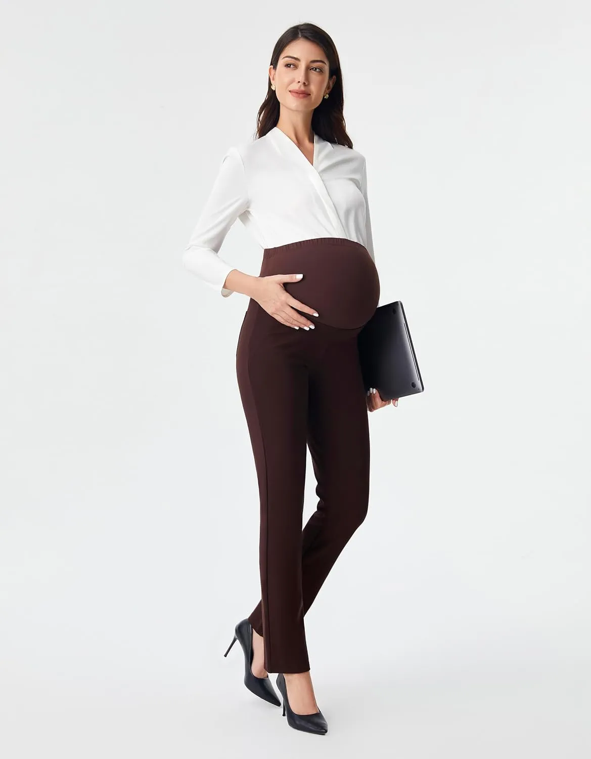 AFITNE Maternity Pants for Work Over The Belly Straight Leg Dress Pants Strethy Pregnancy Office Casual Yoga Pants