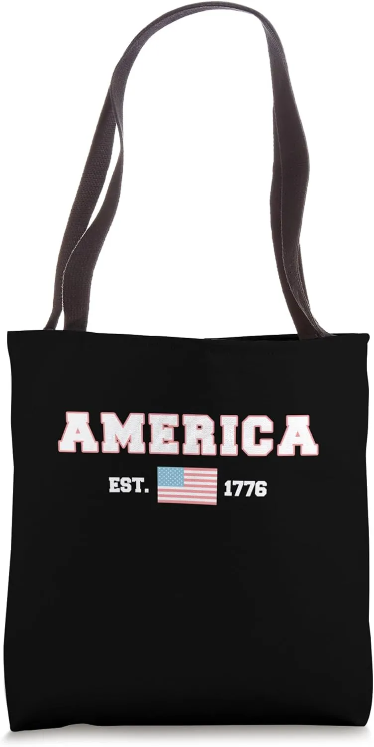 America Est 1776 Funny History Men Women Kid 4th of July Tote Bag