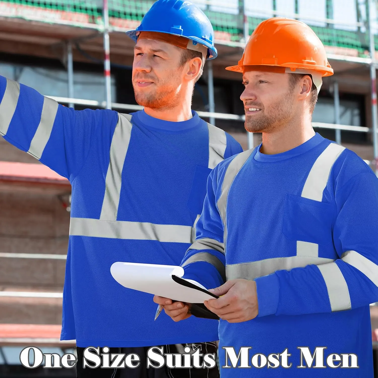Amylove 4 Pcs Long Sleeve Safety Shirt High Visibility Reflective Construction Work Shirts for Men Women