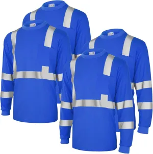 Amylove 4 Pcs Long Sleeve Safety Shirt High Visibility Reflective Construction Work Shirts for Men Women