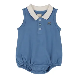 ANALOGIE BY LIL LEGS LIGHT BLUE SLEEVELESS POLO ROMPER