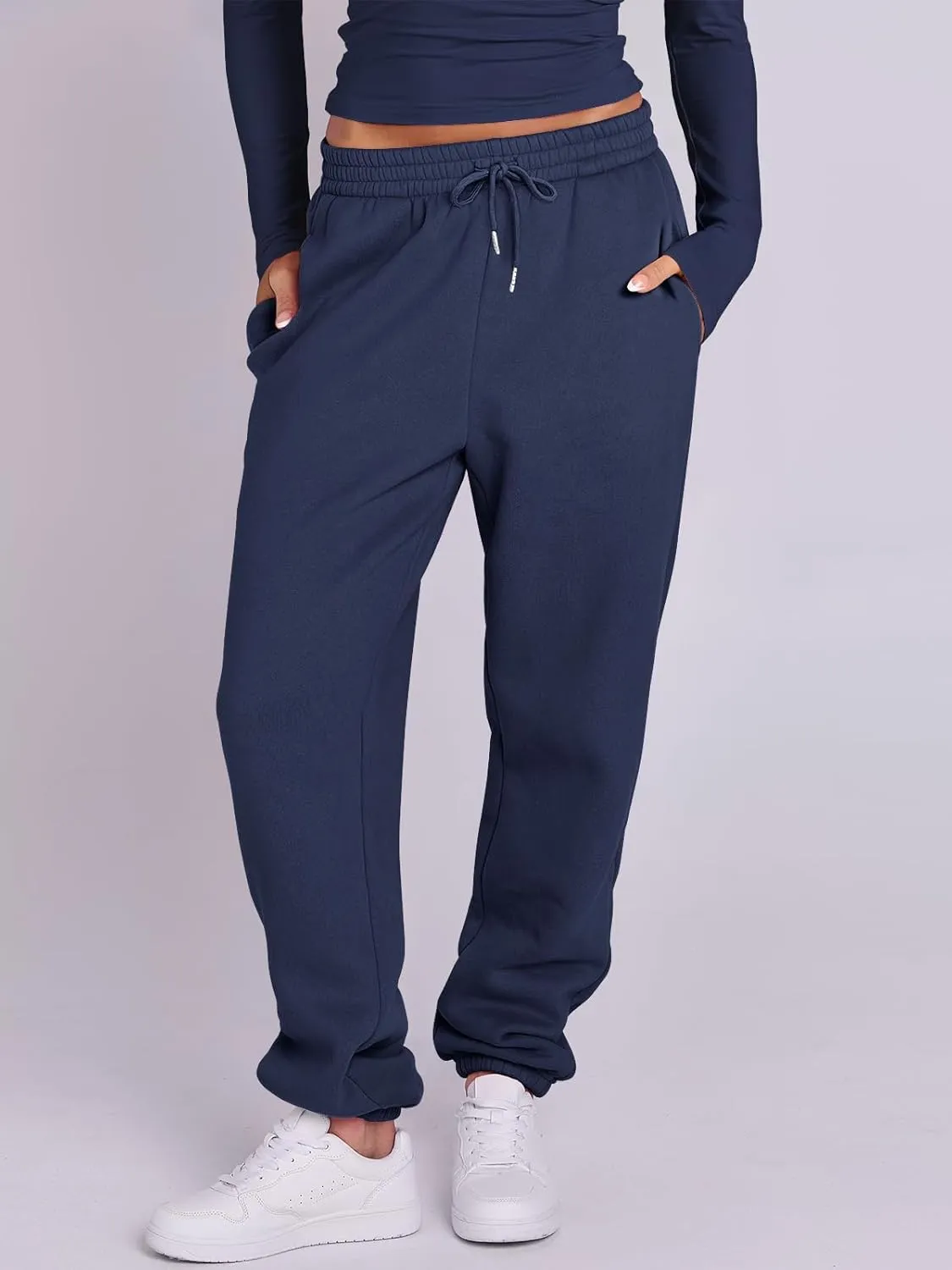 ANRABESS Womens 2 Piece Sweatsuits Long Sleeve Tight Shirt Tops Joggers Fleece Sweatpants Sets 2024 Fall Sweat Lounge Outfits