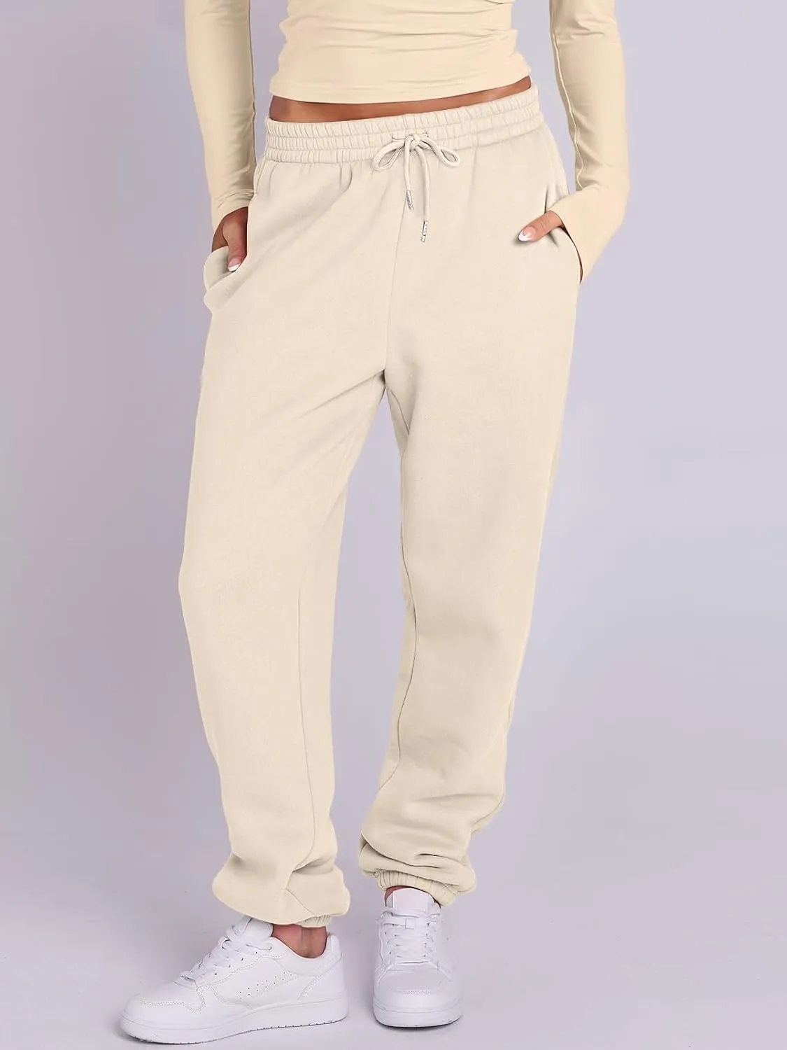 ANRABESS Womens 2 Piece Sweatsuits Long Sleeve Tight Shirt Tops Joggers Fleece Sweatpants Sets 2024 Fall Sweat Lounge Outfits