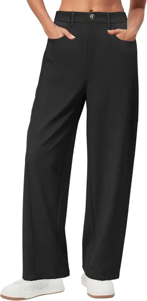Arach&Cloz 2025 Women's Stretch Wrinkle Free Wide Leg Trousers Casual High Elastic Waisted Loose Palazzo Pants with Pockets