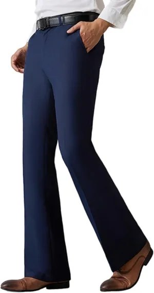 Asian Size Mens Boot Cut Dress Pants Flared Flares Style Tailored Trousers Bell Bottom Wedding Casual Vintage