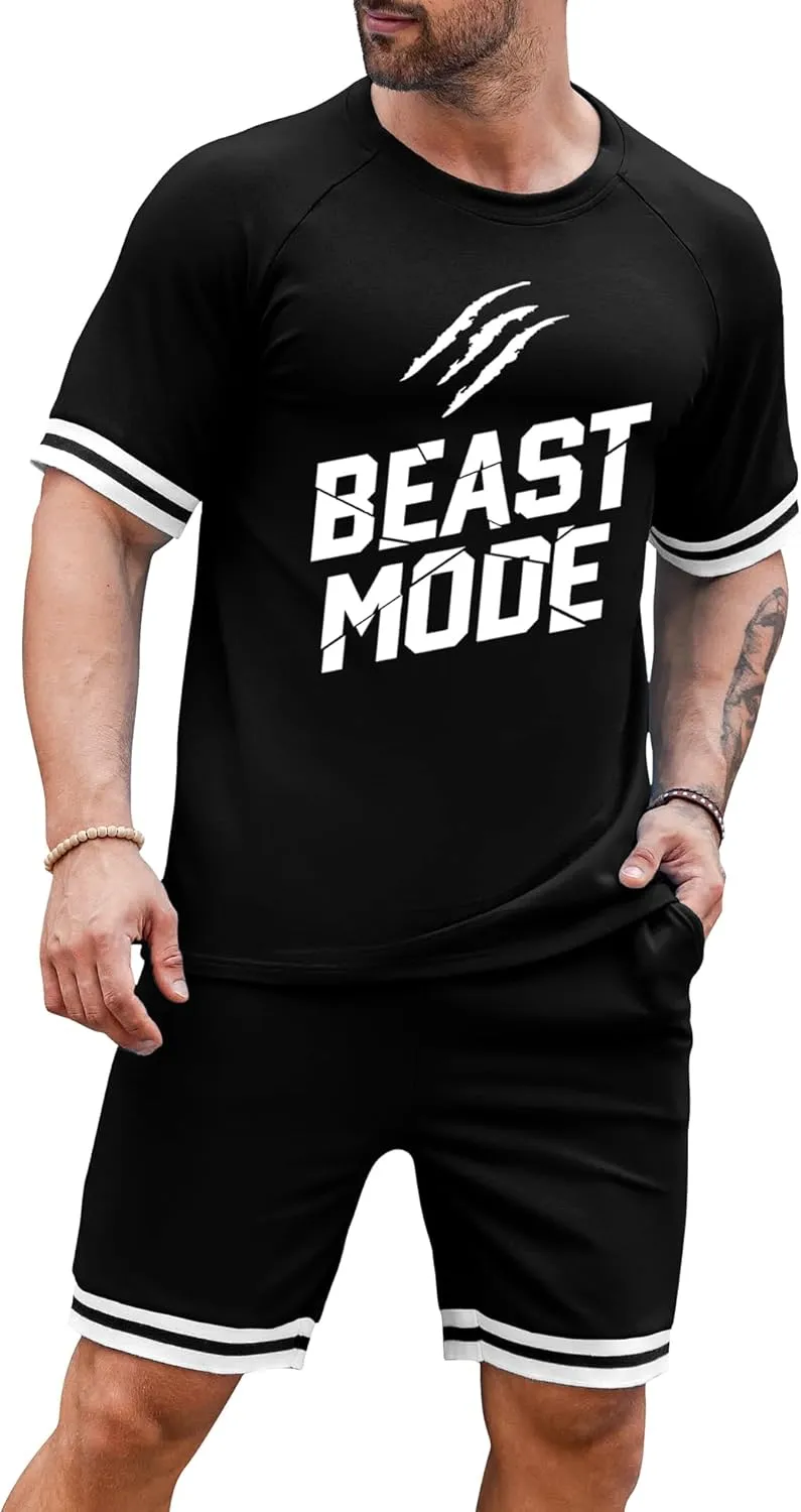 Babioboa Mens Short Sets 2 Piece Outfits Fashion Summer Tracksuit Casual Shirt Shorts Slim Fit Athletic Sports Sweatsuit