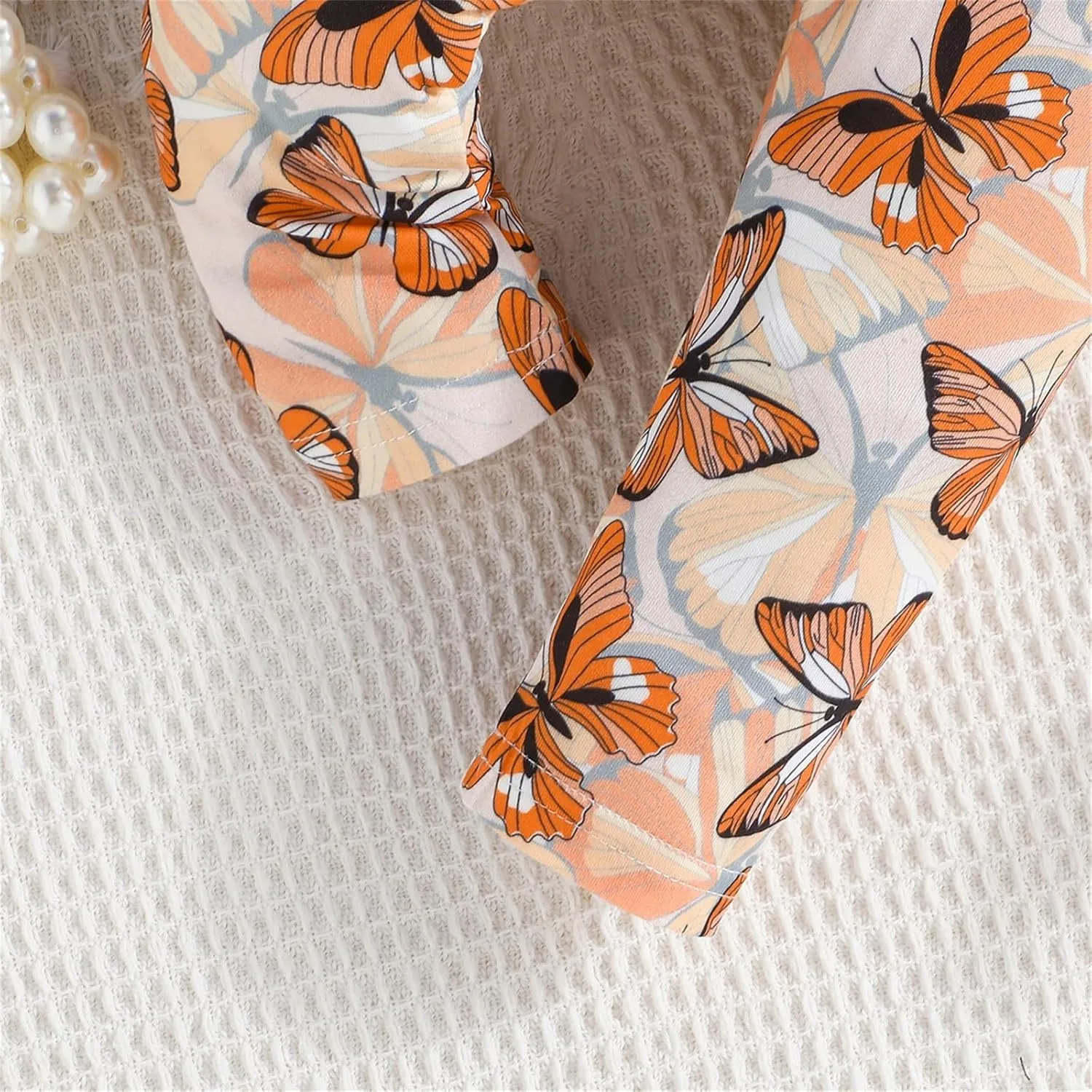 Baby Girls Clothes Autumn Dress Solid Color Ribbed Bow Stripe Ruffle Long Sleeve Tops Floral Print Pants 2Pcs Outfit