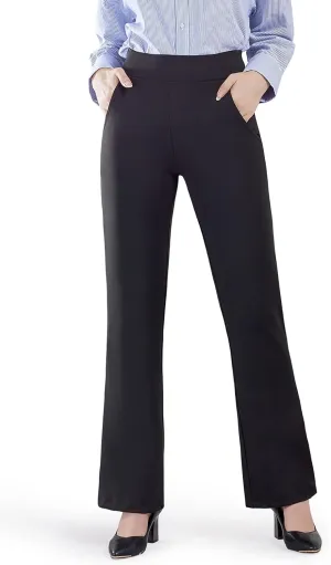 Bamans Black Dress Pants for Women Straight Leg High Waisted Business Work Trousers Office Formal Suit Slacks