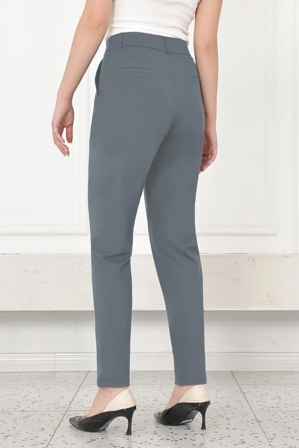 Bamans Dress Pants for Women High Waisted Skinny Leg Pants Work Business Trousers Formal Office Tummy Control Slacks