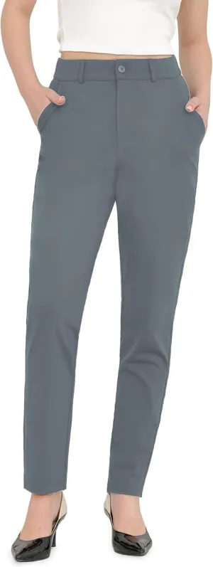 Bamans Dress Pants for Women High Waisted Skinny Leg Pants Work Business Trousers Formal Office Tummy Control Slacks