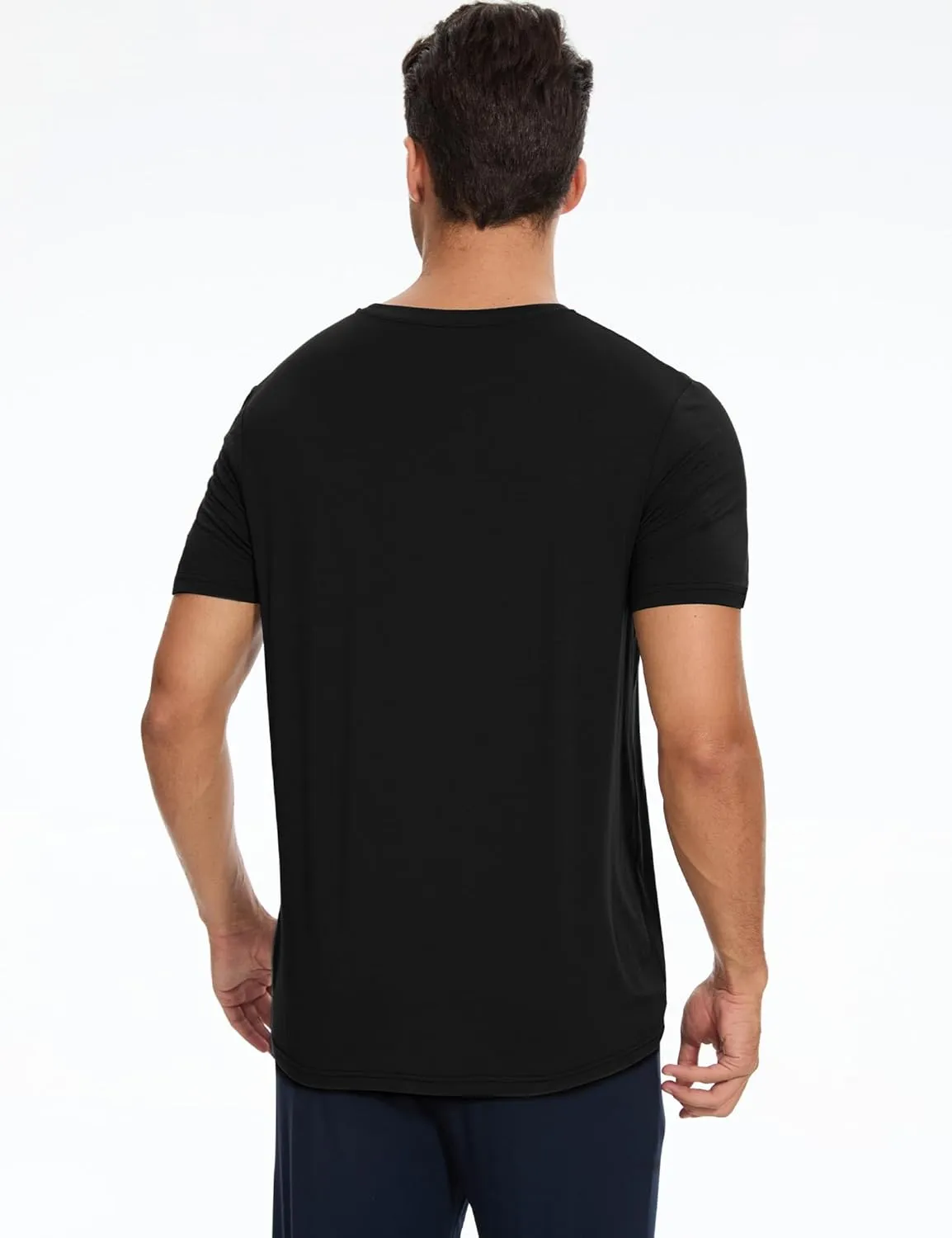 Bamboo-derived Viscose Men's Pajama Tops Summer Short Sleeve Basic Sleep Shirt