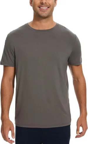 Bamboo-derived Viscose Men's Pajama Tops Summer Short Sleeve Basic Sleep Shirt