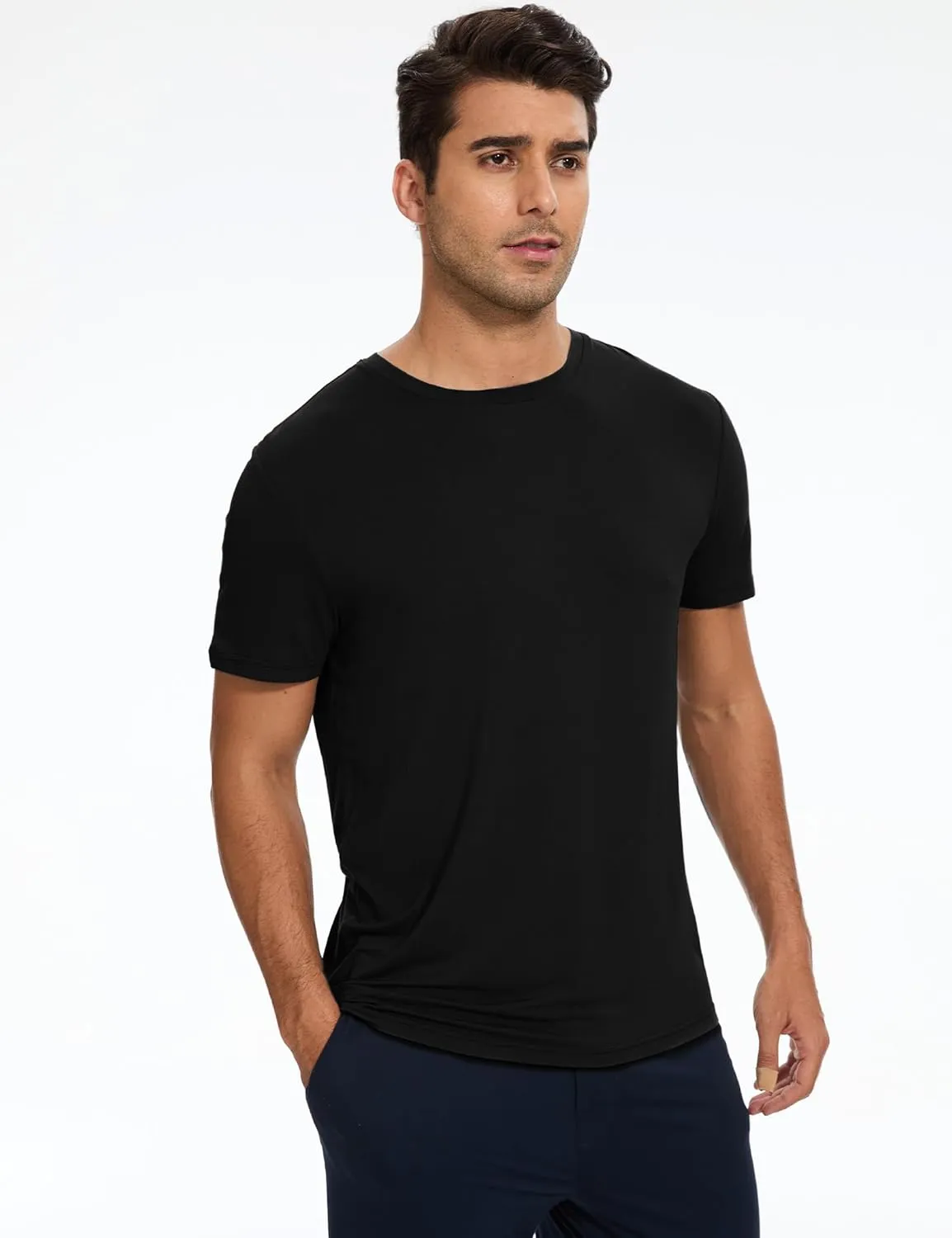 Bamboo-derived Viscose Men's Pajama Tops Summer Short Sleeve Basic Sleep Shirt