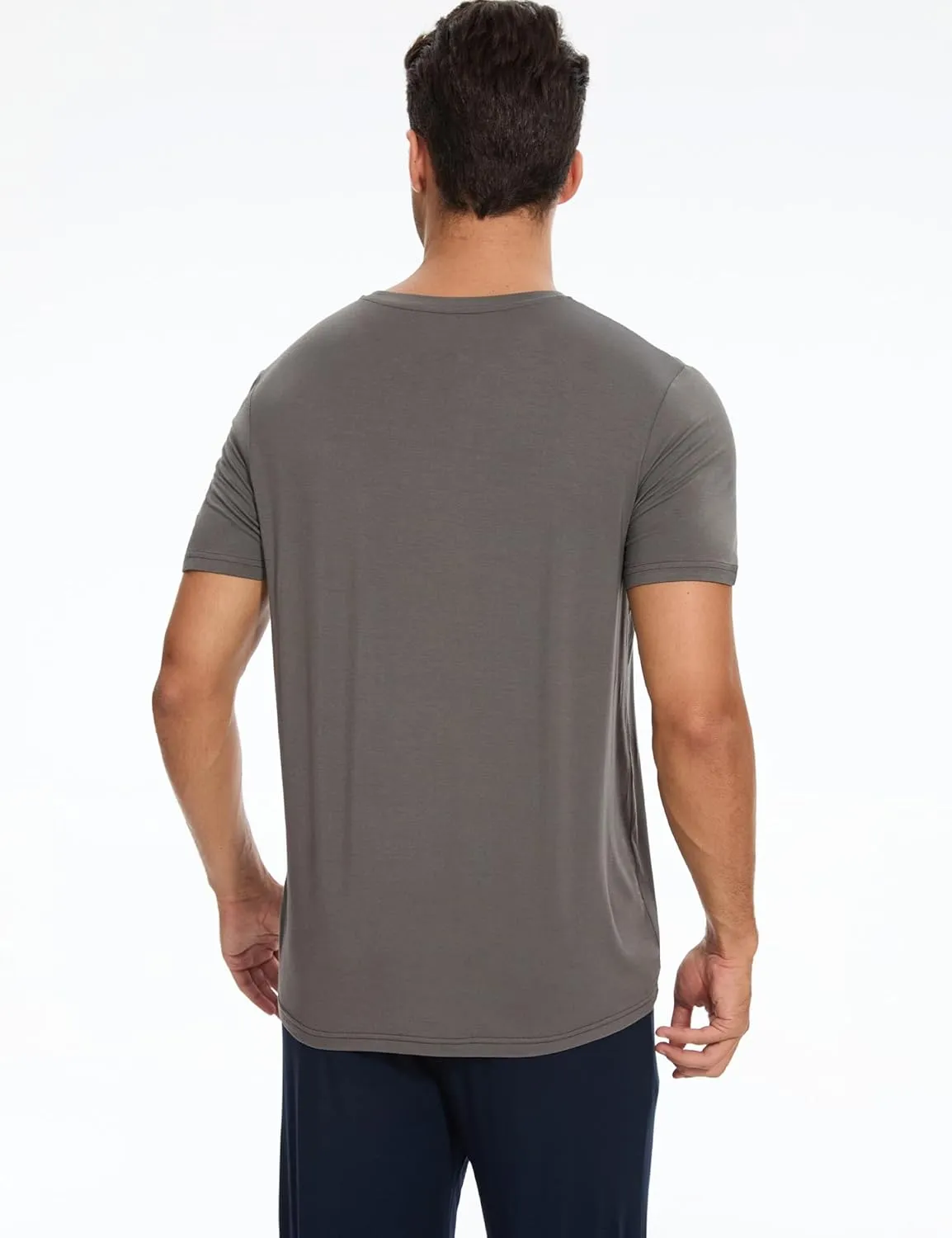 Bamboo-derived Viscose Men's Pajama Tops Summer Short Sleeve Basic Sleep Shirt
