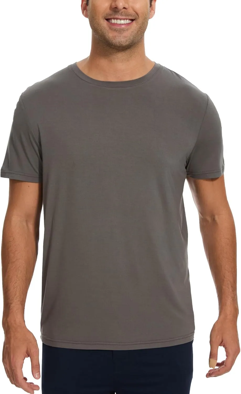 Bamboo-derived Viscose Men's Pajama Tops Summer Short Sleeve Basic Sleep Shirt