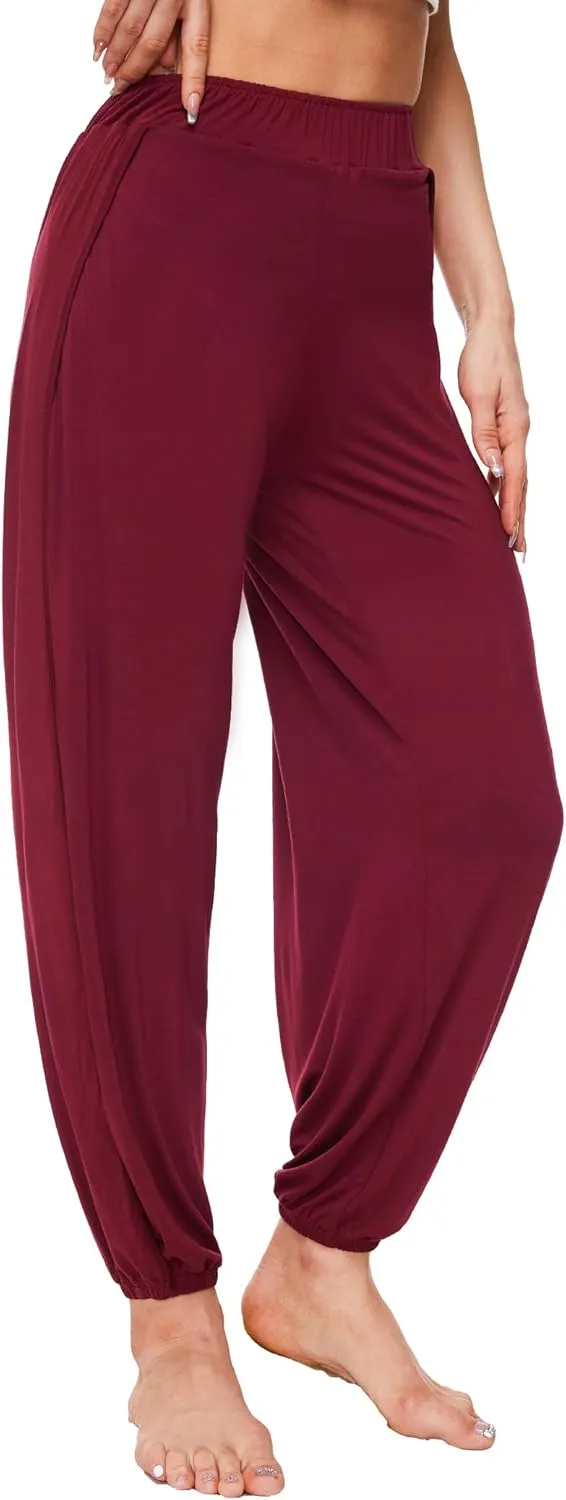 Bamboo Viscose Flowy Pants for Women Yoga Side Slit Pants