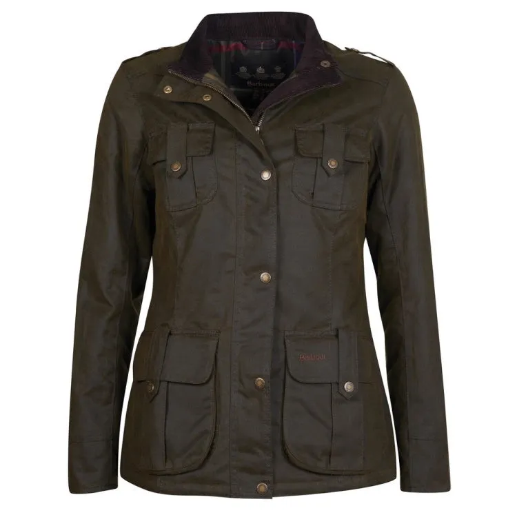 Barbour Ladies Winter Defence Wax Jacket - Olive/Classic
