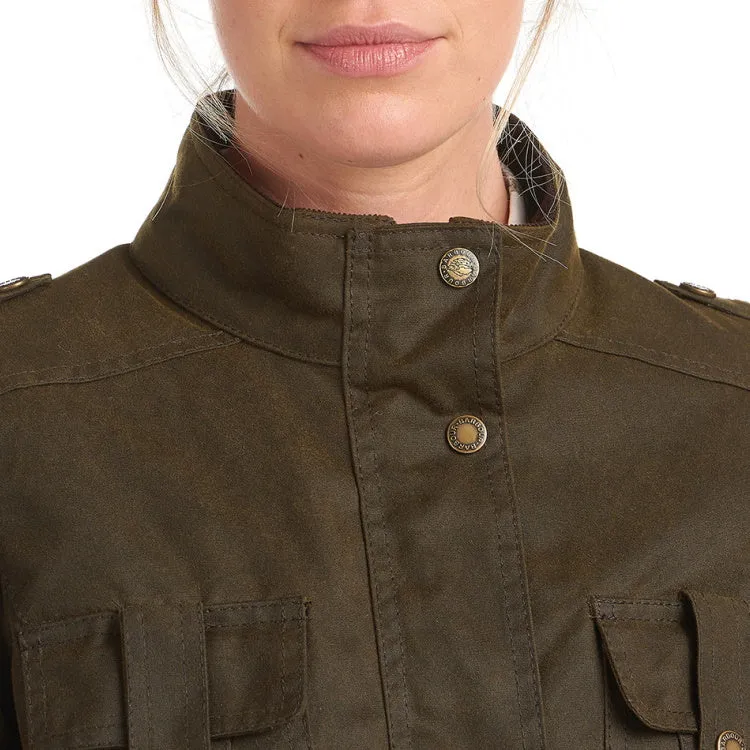 Barbour Ladies Winter Defence Wax Jacket - Olive/Classic