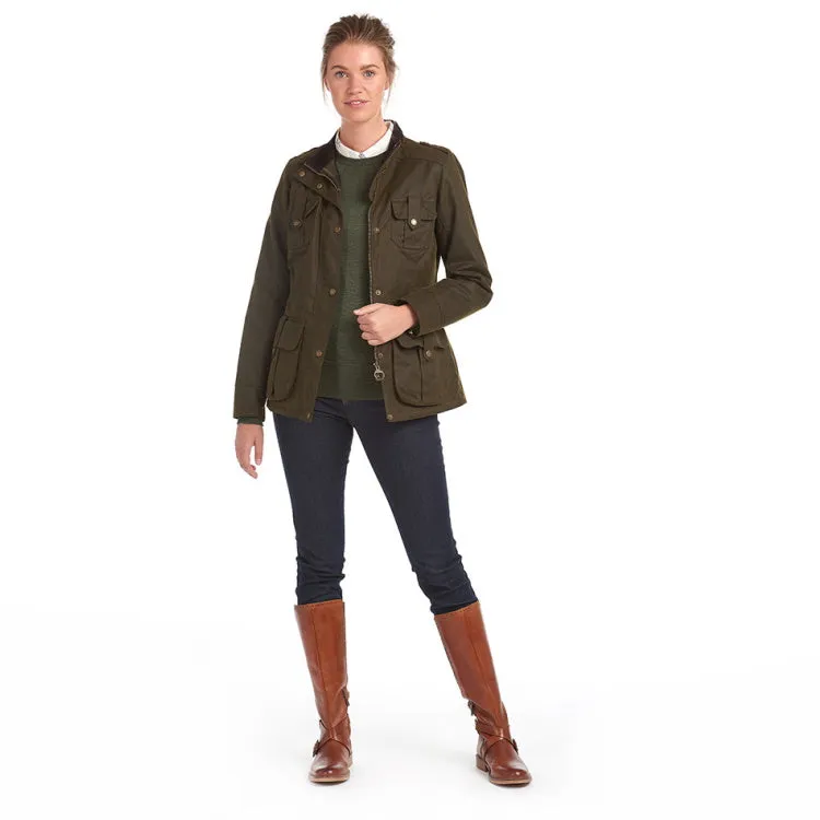 Barbour Ladies Winter Defence Wax Jacket - Olive/Classic