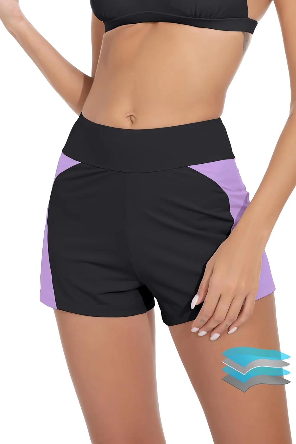 Beautikini Period Swimwear Menstrual Leakproof Swim Shorts Quick Dry 3" High Waisted Bathing Suit Bottoms for Girls Teens