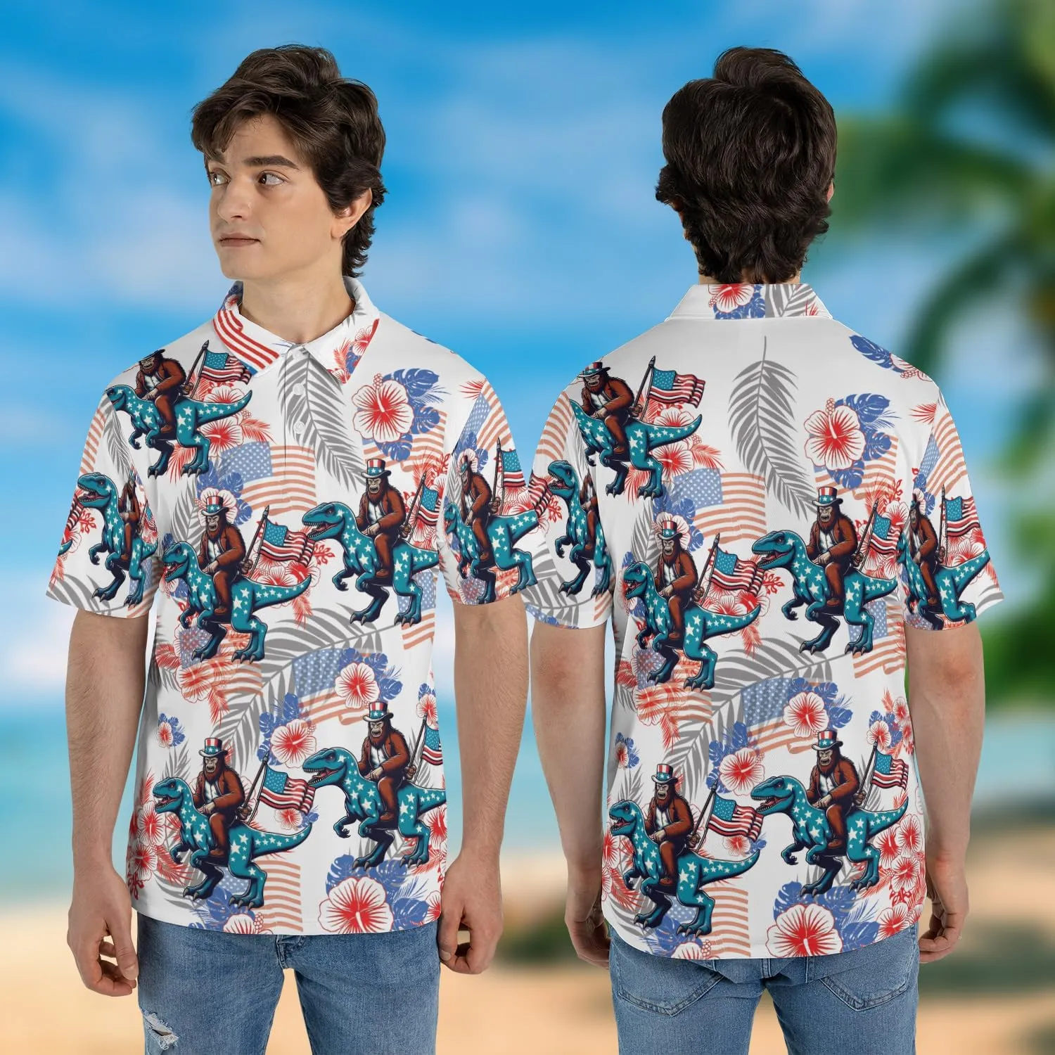 Bigfoot Golf Shirt Men Funny Golf Polos for Men Dry Fit Funny - Golf Polo Shirts Hawaiian Polo Golf Outfits (MP_PL_2)