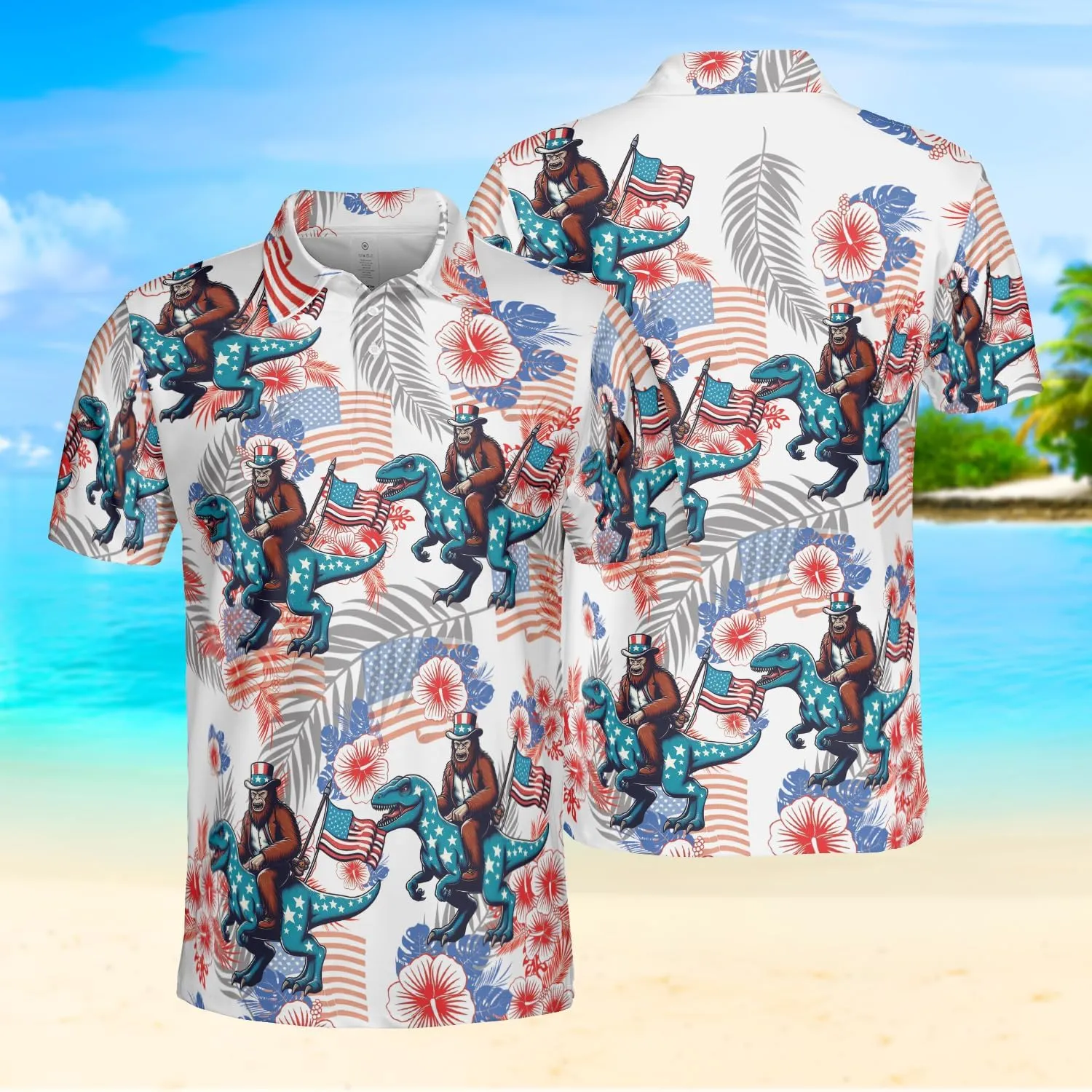 Bigfoot Golf Shirt Men Funny Golf Polos for Men Dry Fit Funny - Golf Polo Shirts Hawaiian Polo Golf Outfits (MP_PL_2)