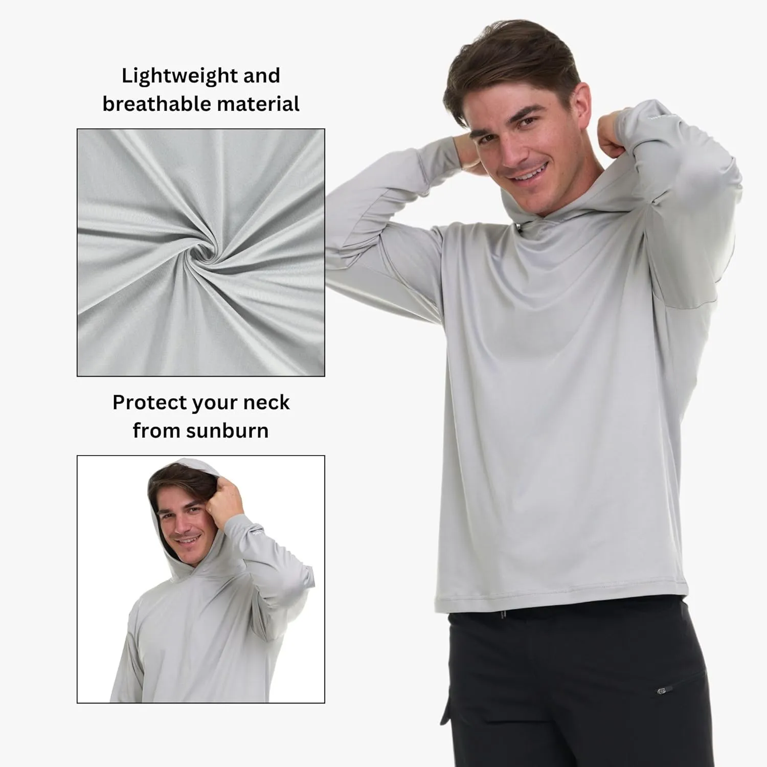 Billabong Hooded Rash Guard for Men Big and Tall, UPF 50  Long Sleeve Swim Shirt