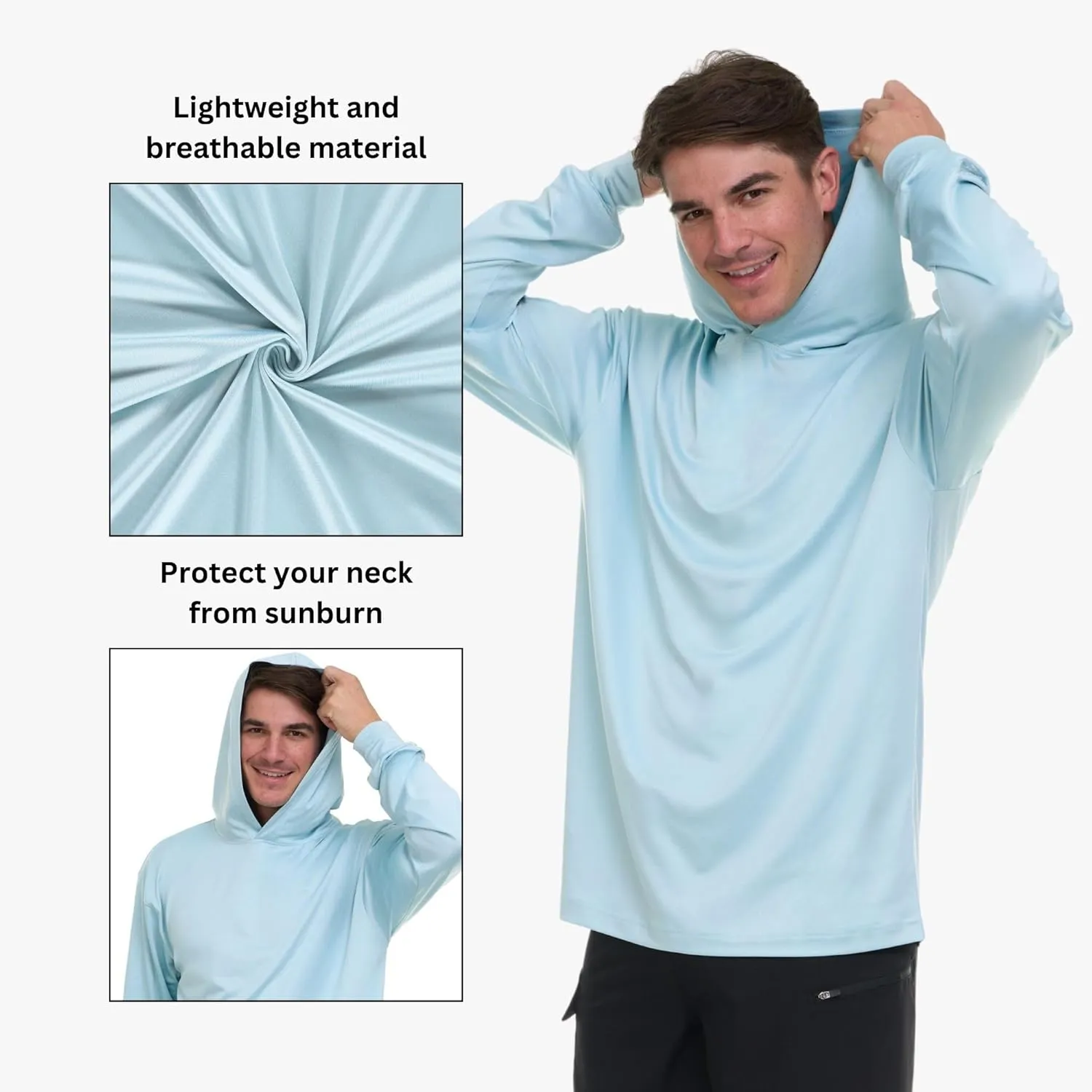 Billabong Hooded Rash Guard for Men Big and Tall, UPF 50  Long Sleeve Swim Shirt