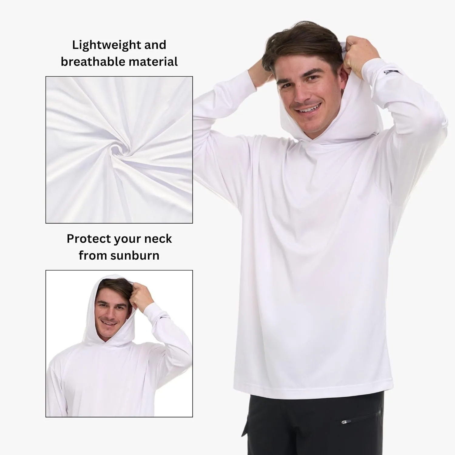 Billabong Hooded Rash Guard for Men Big and Tall, UPF 50  Long Sleeve Swim Shirt
