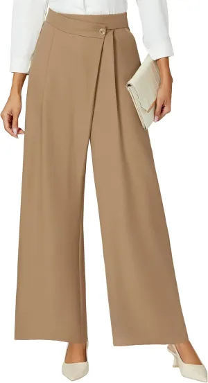 Blooming Jelly Women Wide Leg Dress Pants High Waisted Work Pant with Pocket Business Casual Outfits 2025