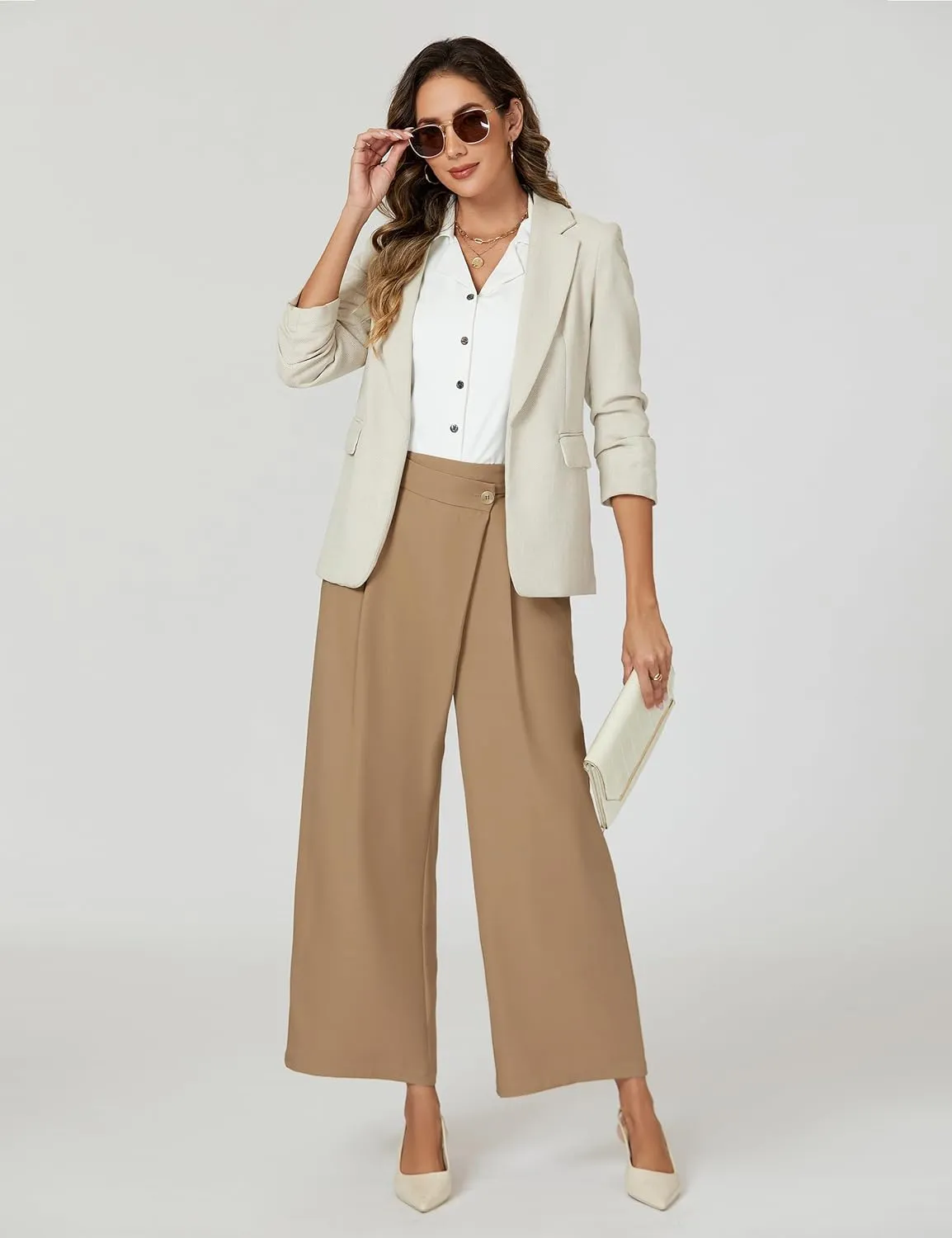 Blooming Jelly Women Wide Leg Dress Pants High Waisted Work Pant with Pocket Business Casual Outfits 2025