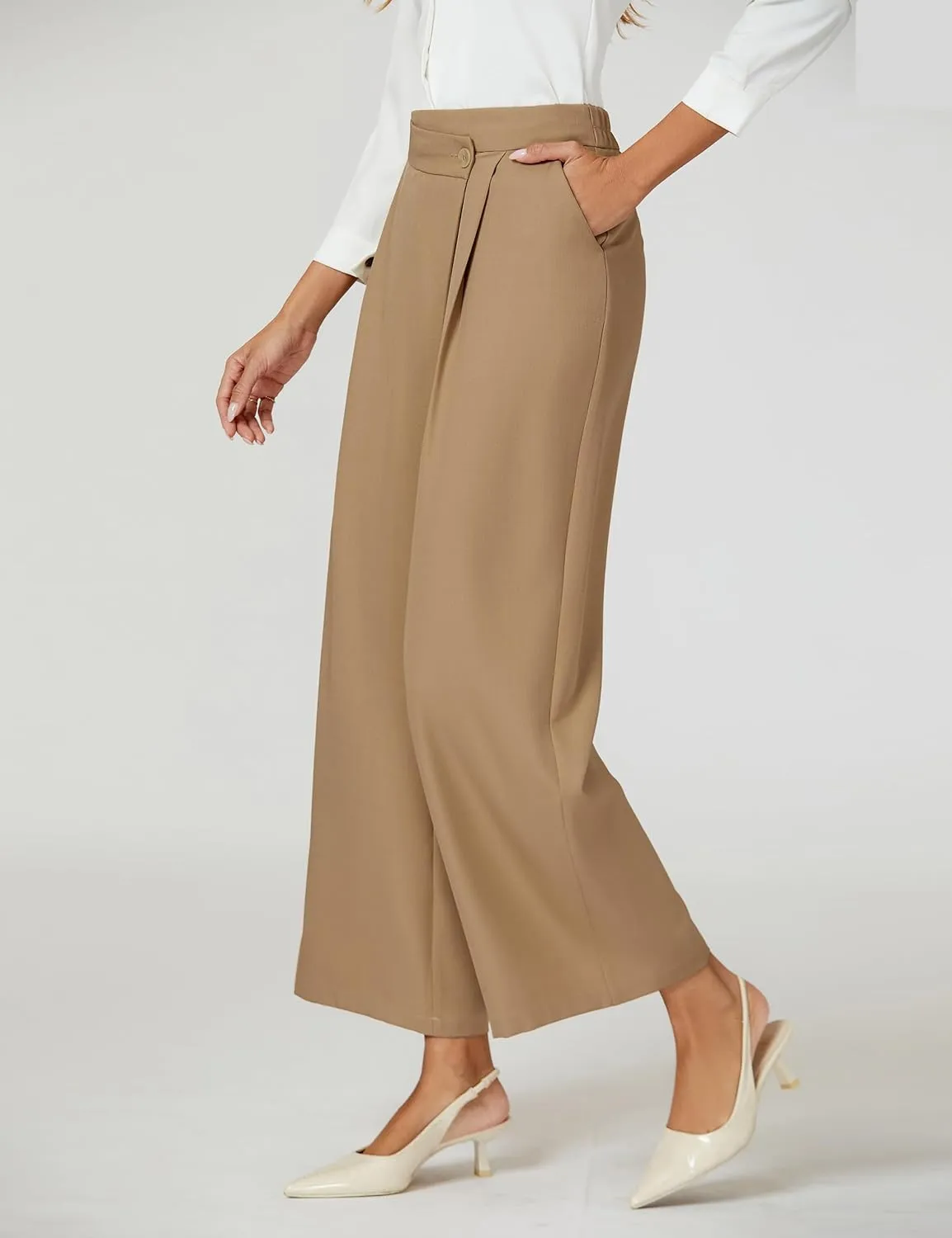 Blooming Jelly Women Wide Leg Dress Pants High Waisted Work Pant with Pocket Business Casual Outfits 2025