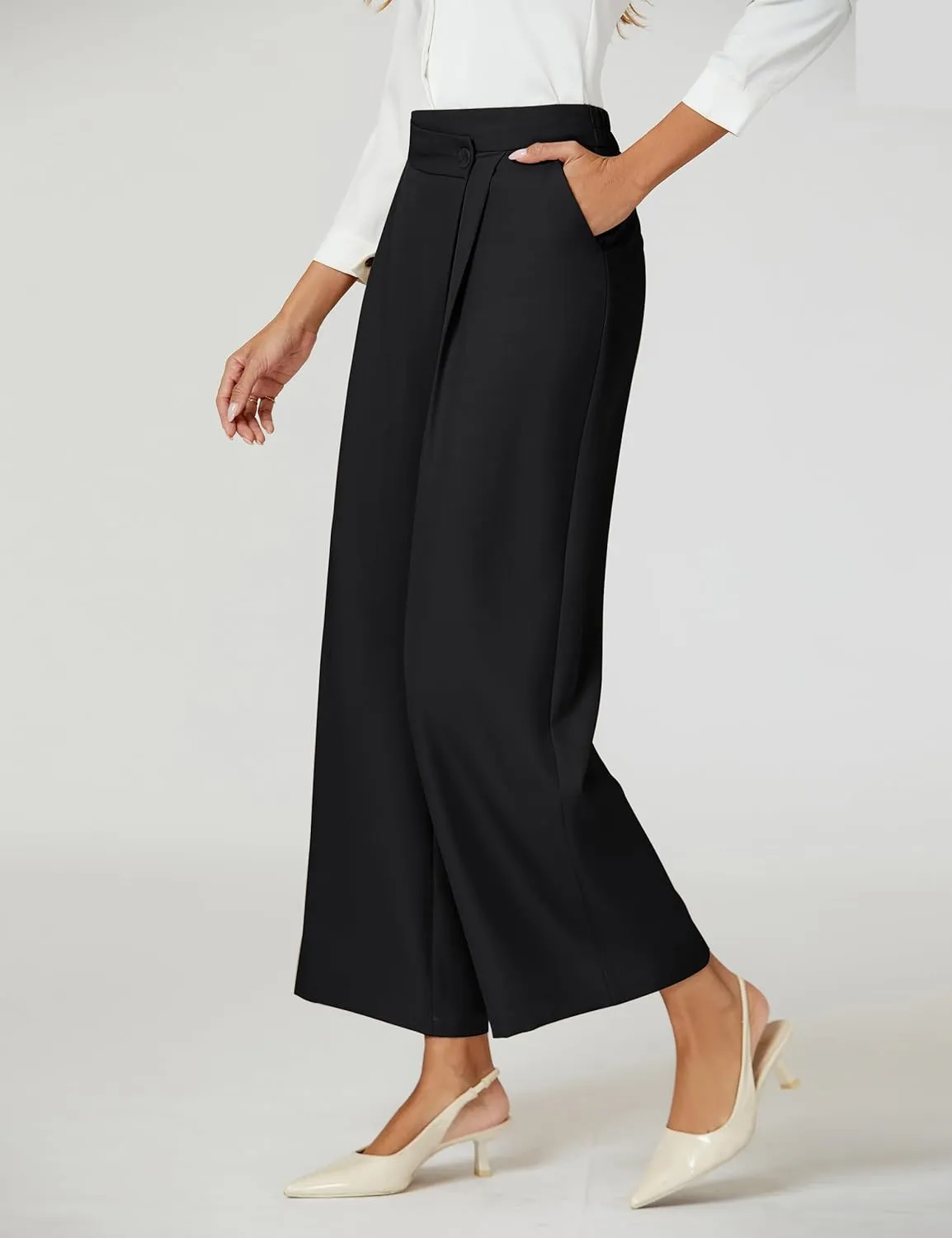 Blooming Jelly Women Wide Leg Dress Pants High Waisted Work Pant with Pocket Business Casual Outfits 2025