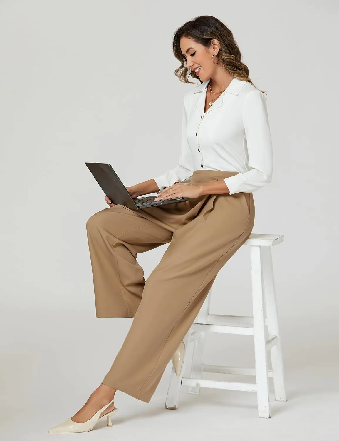 Blooming Jelly Women Wide Leg Dress Pants High Waisted Work Pant with Pocket Business Casual Outfits 2025