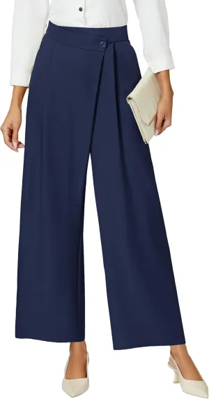 Blooming Jelly Women Wide Leg Dress Pants High Waisted Work Pant with Pocket Business Casual Outfits 2025